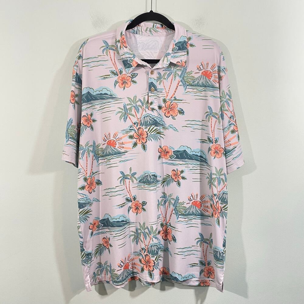 Kahala Men Hawaiian Print Leah Rise Print Short Sleeve Performance Tee Size XL